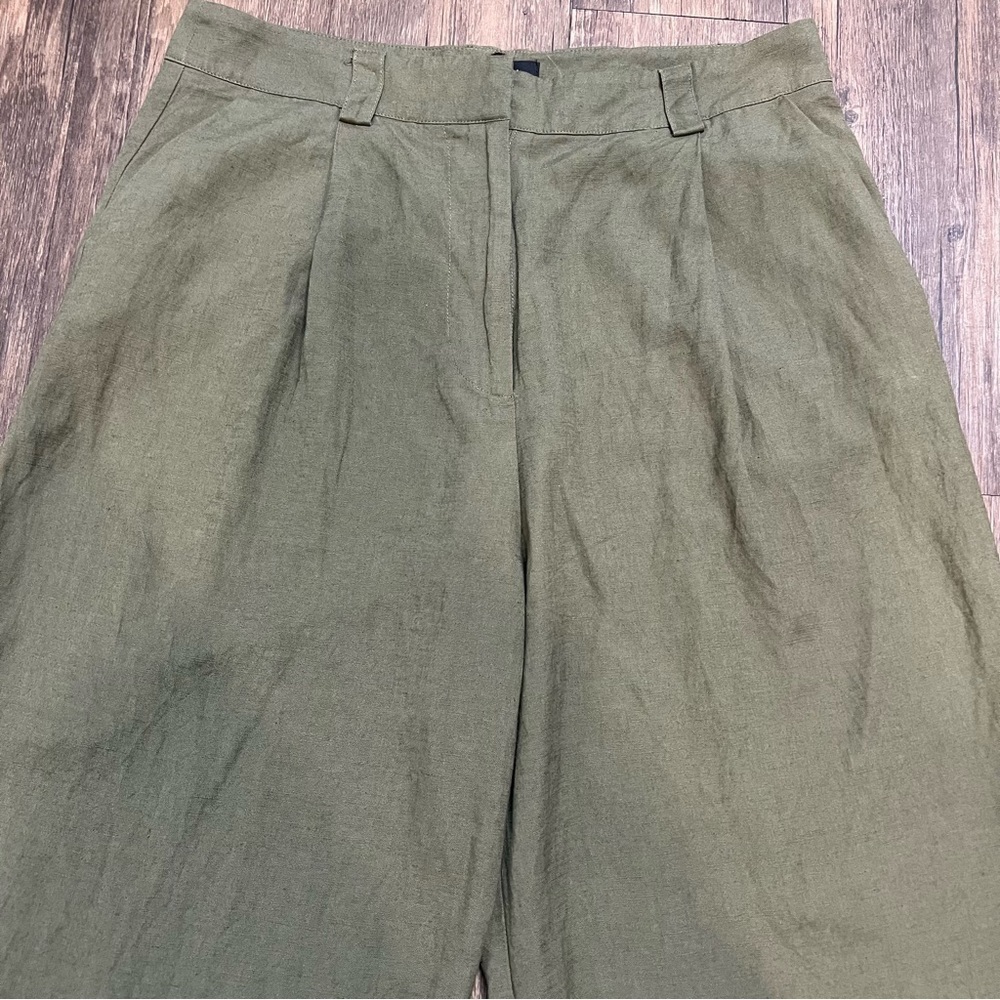 Lioness Women's Olive Green La Ouinta Wide Straight Leg Mid Rise Pants M - Picture 9 of 12